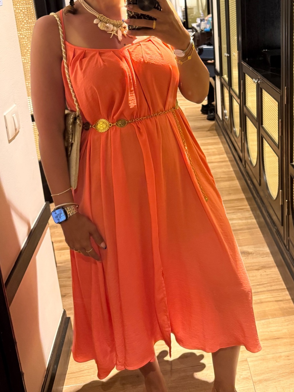 Banana Republic Orange Summer Midi Dress